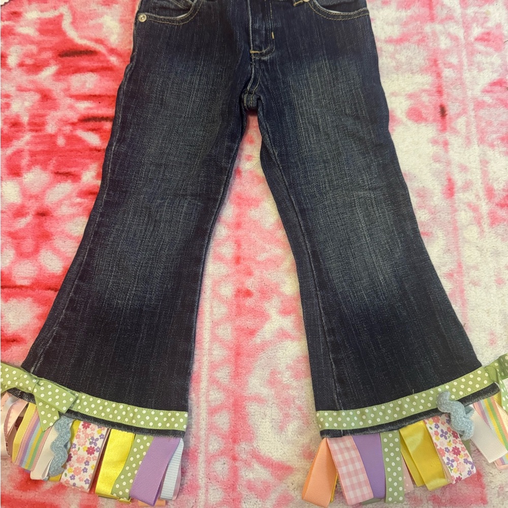 Girls ribbon flare jeans